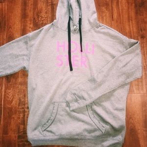 AWESOME Hollister gray hoodie with pink letters!!!